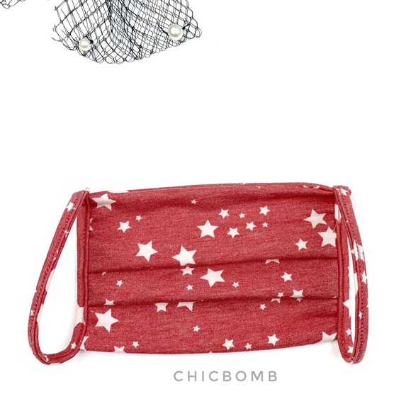 CHICBOMB Accessories - STARRY CLOTH MASK - MADE IN USA , RED